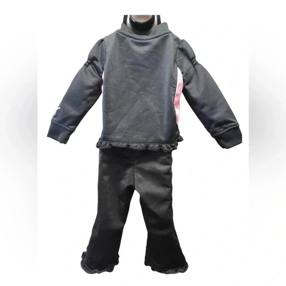 Puma 2 Piece Pink & Black Tracksuit  Size 12M - Picture 3 of 7